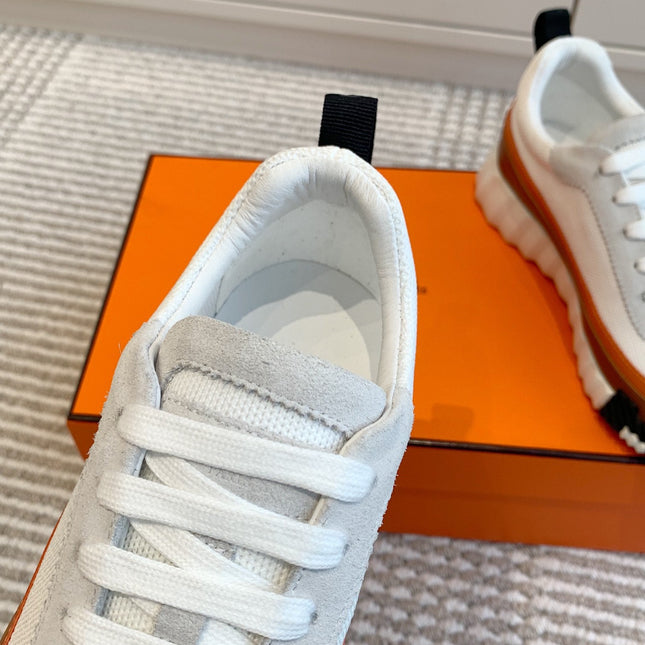 BOUNCING SNEAKER IN WHITE GRAPHIC MESH AND BRONZE BROWN CALFSKIN