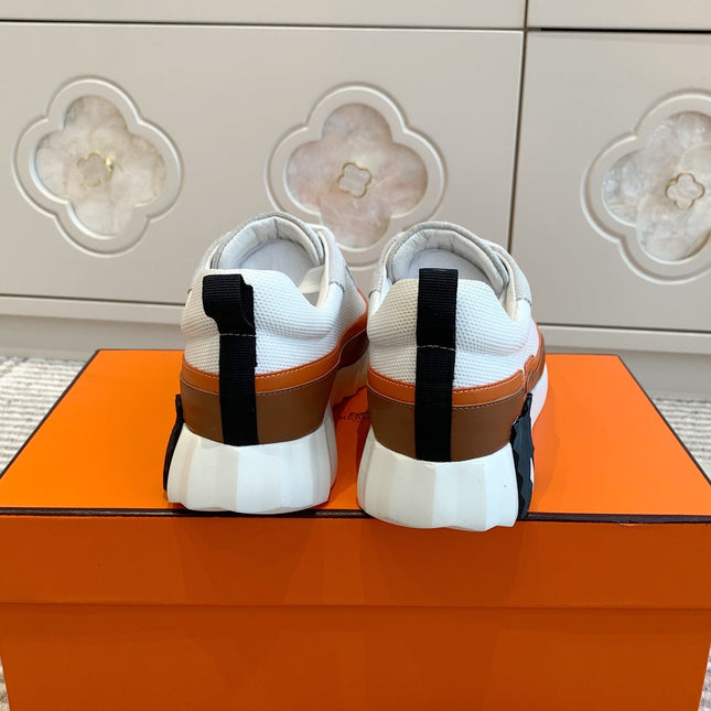 BOUNCING SNEAKER IN WHITE GRAPHIC MESH AND BRONZE BROWN CALFSKIN