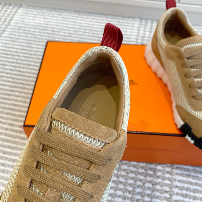 BOUNCING SNEAKER IN CIDER BROWN GRAPHIC MESH AND SUEDE