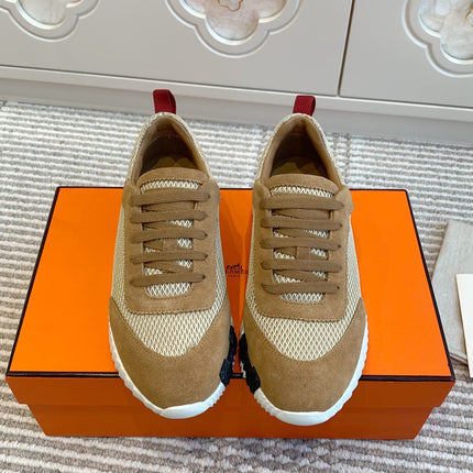 BOUNCING SNEAKER IN CIDER BROWN GRAPHIC MESH AND SUEDE