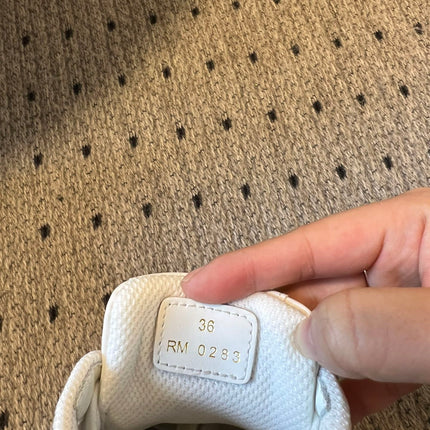 BLOCK SNEAKER WITH TRIOMPHE IN WHITE MIX SAND BROWN CALFSKIN