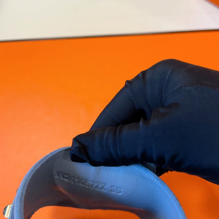 GIULIA FLAT SANDAL IN CERULEAN BLUE SUEDE