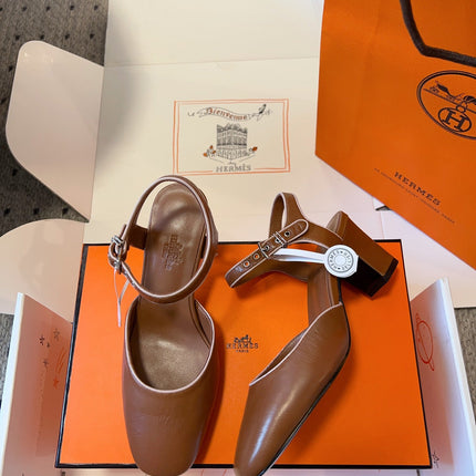 KLEO HIGH SLINGBACK IN BRONZE BROWN CALFSKIN