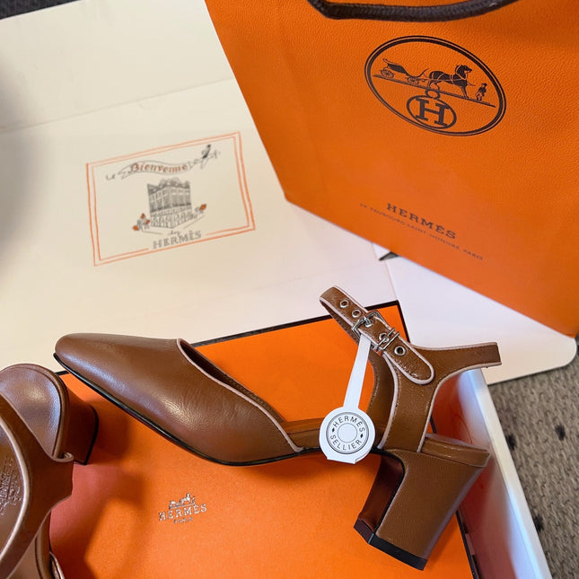 KLEO HIGH SLINGBACK IN BRONZE BROWN CALFSKIN