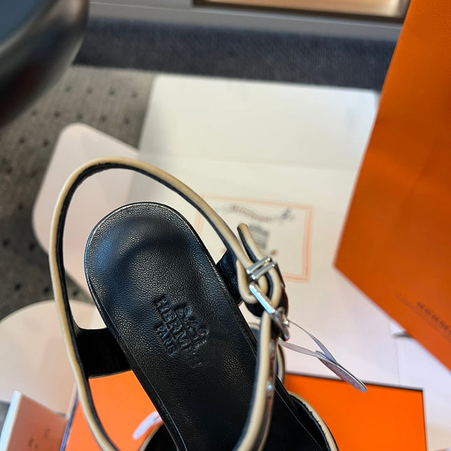 KLEO HIGH SLINGBACK IN BLACK CALFSKIN