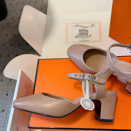 KLEO HIGH SLINGBACK IN CREPE PINK CALFSKIN