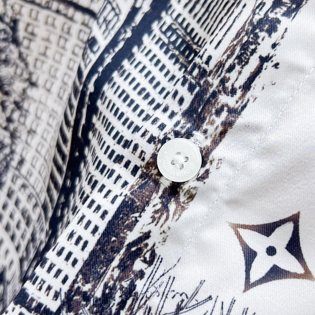 LV LONG-SLEEVED SHIRT WHITE COTTON ALLOVER MONOGRAM CITY WALK PRINT 238817