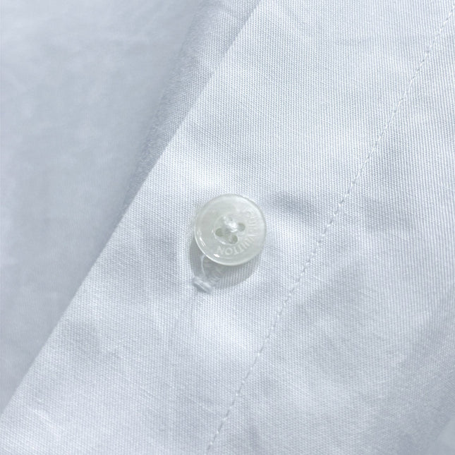 LV SHORT-SLEEVED SHIRT IN WHITE COTTON GREEN YELLOW LOGO 238815