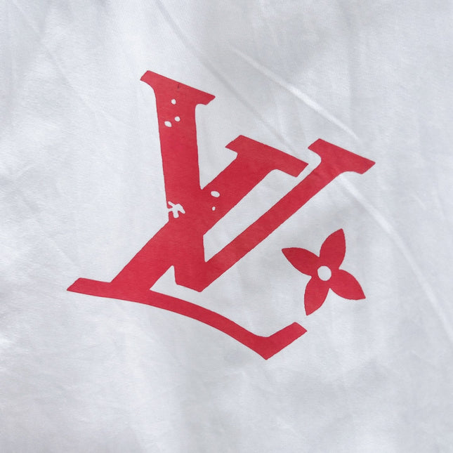 LV SHORT-SLEEVED SHIRT IN WHITE COTTON PINK LOGO 238814