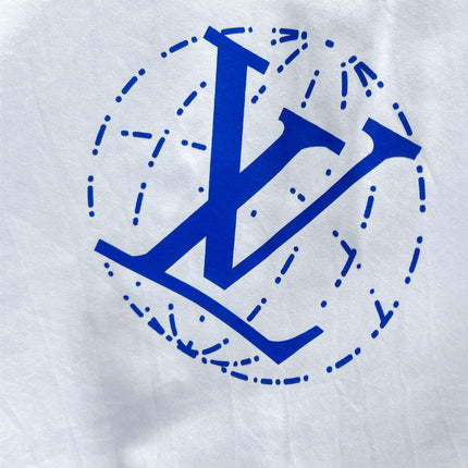 LV SHORT-SLEEVED SHIRT IN WHITE COTTON BLUE LOGO 238813