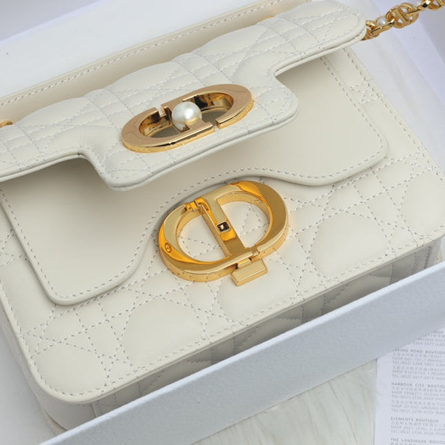 JOLIE TOP HANDLE BAG 19 IN WHITE CANNAGE CALFSKIN