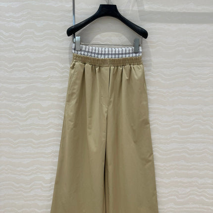 Loewe Wide-leg Straight Pants Beige Cotton