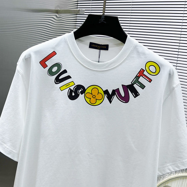 LV WHITE COTTON T-SHIRT COLORFUL LOGO 238820