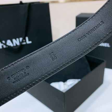 BELT 30MM IN BLACK QUILTED CALFSKIN INTERWOVEN RECTANGULAR BUCKLE