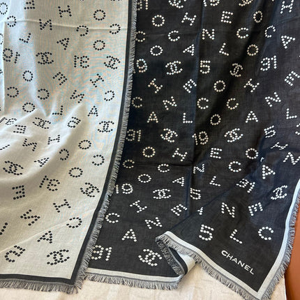 CHANEL 25S SCARF 140 IN WOOL SILK 700811