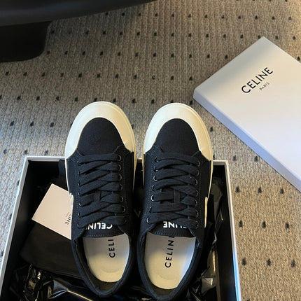 TRAINER LOW LACE-UP SNEAKER IN BLACK CANVAS