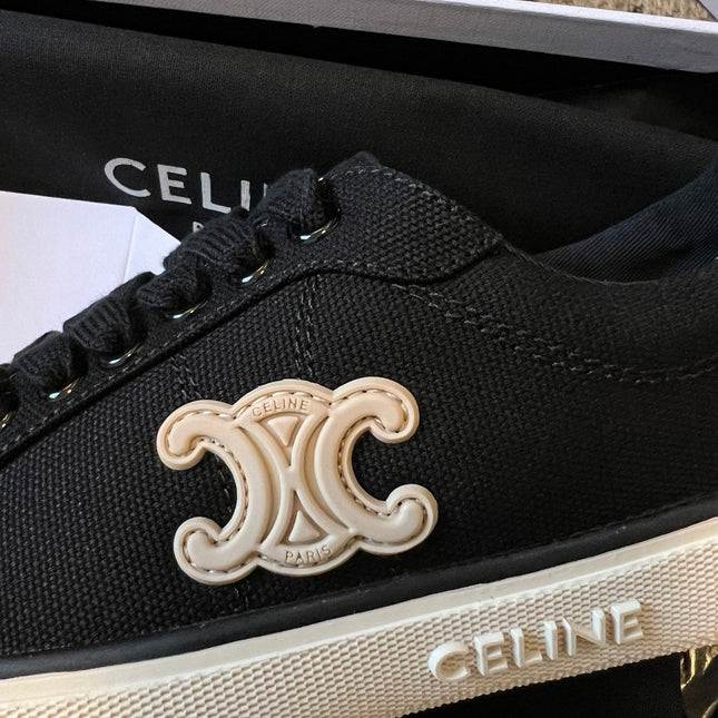 TRAINER LOW LACE-UP SNEAKER IN BLACK CANVAS