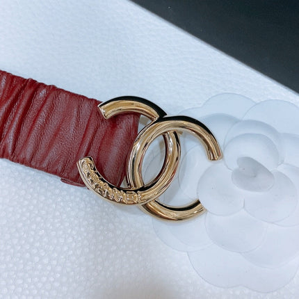 DOUBLE C ELASTIC BELT 30MM IN RED PATENT CALFSKIN GOLD HARDWARE