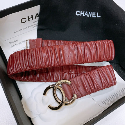 DOUBLE C ELASTIC BELT 30MM IN RED PATENT CALFSKIN GOLD HARDWARE
