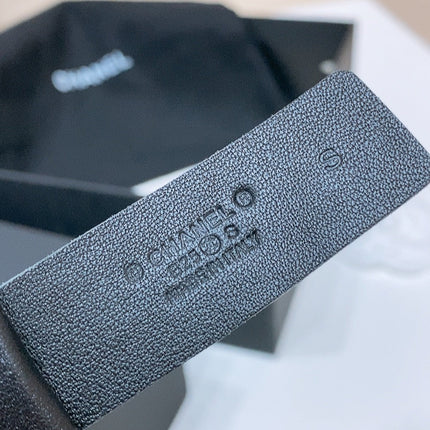 DOUBLE C ELASTIC BELT 30MM IN BLACK CANVAS GOLD HARDWARE EMBOSSED LOGO