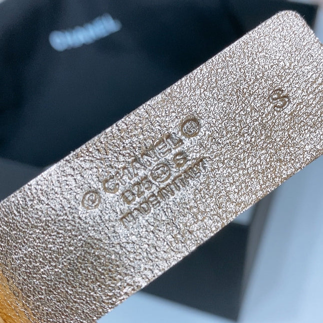 DOUBLE C ELASTIC BELT 30MM IN YELLOW PATENT CALFSKIN GOLD HARDWARE