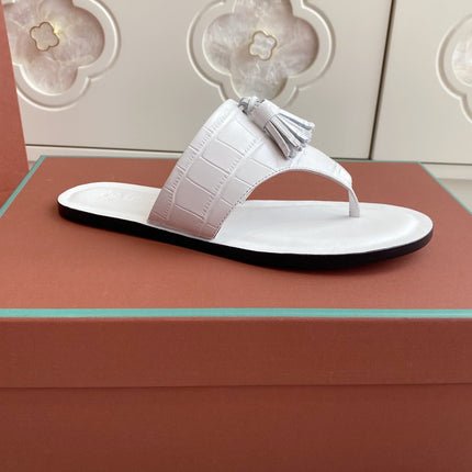 FLIP FLOPS IN WHITE LAMBSKIN SNAKE EMBOSSING