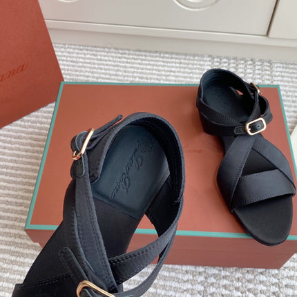 SANDALS IN BLACK SATIN