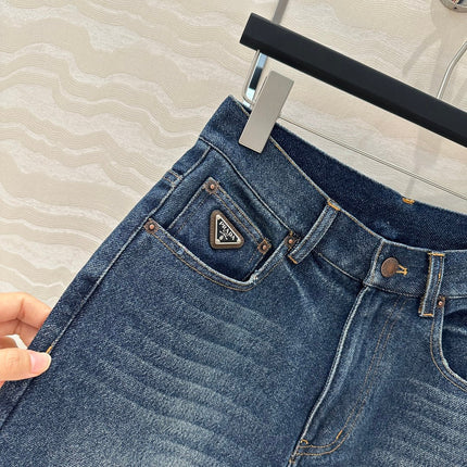 PRADA FASHION STRAIGHT-LEG DENIM SHORTS 263942