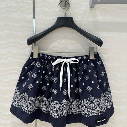MIUMIU MIDNIGHT BLUE PLEATED MIDI SKIRT