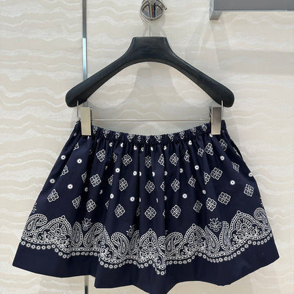 MIUMIU MIDNIGHT BLUE PLEATED MIDI SKIRT