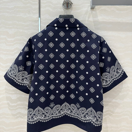 MIUMIU MIDNIGHT BLUE SHORT-SLEEVE SHIRT 261480