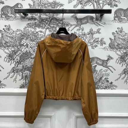 MIU 25S HOODED JACKET BROWN IN NYLON 263023