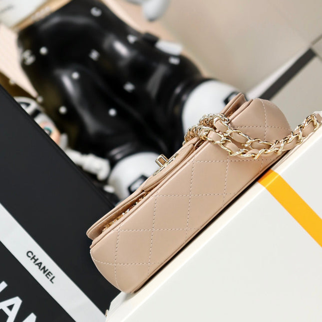 CHANEL 25S FLAP BAG 20 CM IN BEIGE CRYSTAL EMBELLISHMENT