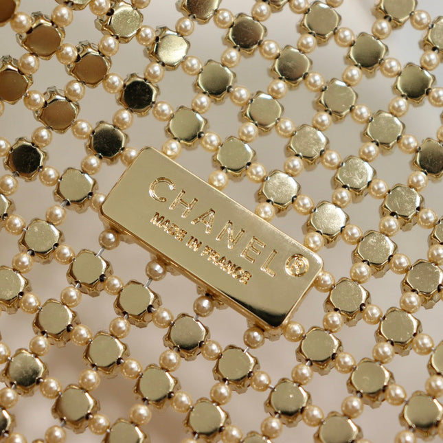 CHANEL 25S FLAP BAG 20 CM IN BEIGE CRYSTAL EMBELLISHMENT