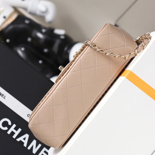 CHANEL 25S FLAP BAG 25 CM IN BEIGE CRYSTAL EMBELLISHMENT