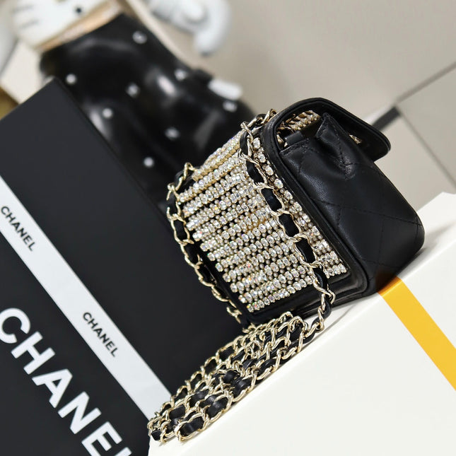 CHANEL 25S FLAP BAG 20 CM IN BLACK CRYSTAL EMBELLISHMENT