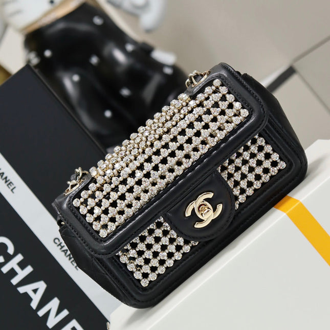 CHANEL 25S FLAP BAG 20 CM IN BLACK CRYSTAL EMBELLISHMENT