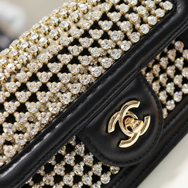 CHANEL 25S FLAP BAG 20 CM IN BLACK CRYSTAL EMBELLISHMENT