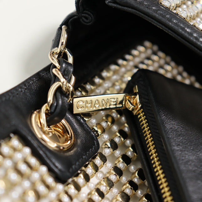 CHANEL 25S FLAP BAG 20 CM IN BLACK CRYSTAL EMBELLISHMENT