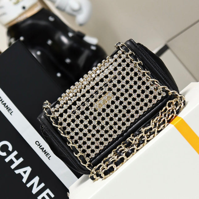 CHANEL 25S FLAP BAG 20 CM IN BLACK CRYSTAL EMBELLISHMENT