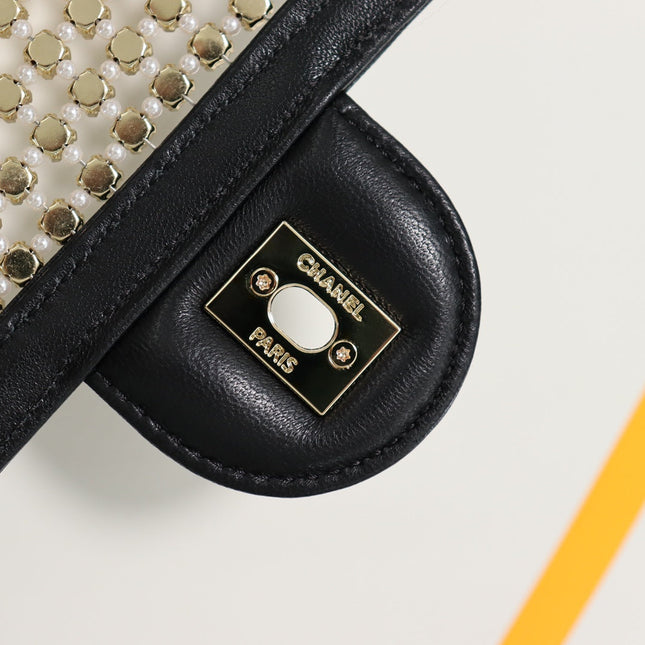 CHANEL 25S FLAP BAG 20 CM IN BLACK CRYSTAL EMBELLISHMENT