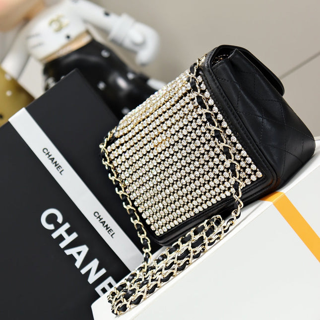 CHANEL 25S FLAP BAG 25 CM IN BLACK CRYSTAL EMBELLISHMENT