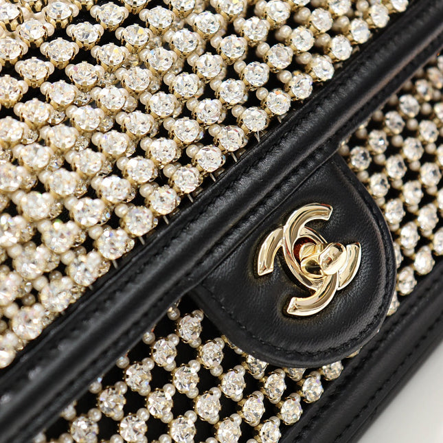 CHANEL 25S FLAP BAG 25 CM IN BLACK CRYSTAL EMBELLISHMENT