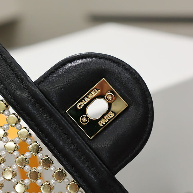 CHANEL 25S FLAP BAG 25 CM IN BLACK CRYSTAL EMBELLISHMENT