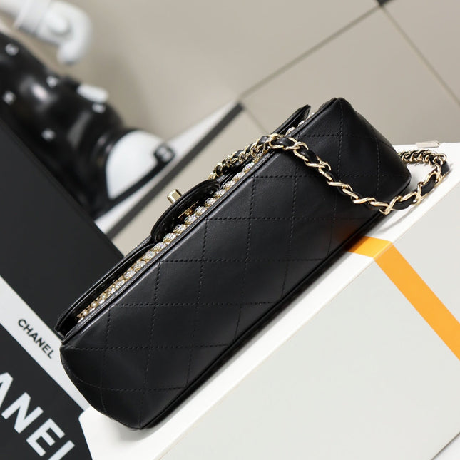 CHANEL 25S FLAP BAG 25 CM IN BLACK CRYSTAL EMBELLISHMENT