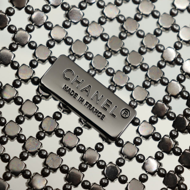CHANEL 25S FLAP BAG 20 CM IN BLACK LAMBSKIN MIX CRYSTAL EMBELLISHMENT