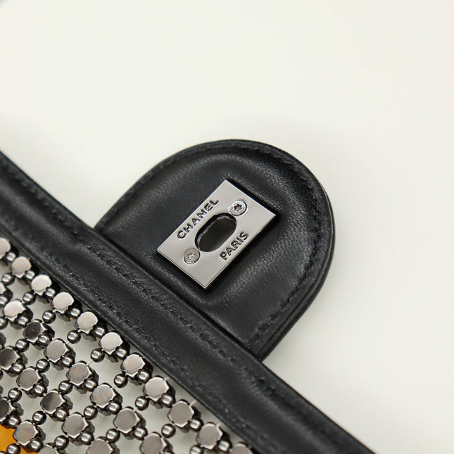 CHANEL 25S FLAP BAG 20 CM IN BLACK LAMBSKIN MIX CRYSTAL EMBELLISHMENT