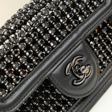 CHANEL 25S FLAP BAG 20 CM IN BLACK LAMBSKIN MIX CRYSTAL EMBELLISHMENT