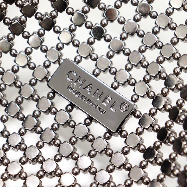 CHANEL 25S FLAP BAG 25 CM IN BLACK LAMBSKIN MIX CRYSTAL EMBELLISHMENT