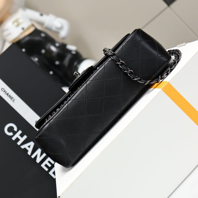 CHANEL 25S FLAP BAG 25 CM IN BLACK LAMBSKIN MIX CRYSTAL EMBELLISHMENT